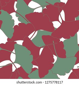 Ginkgo leaves vector seamless pattern. Abstract floral autumn background. flowers decor and fall fashion texture