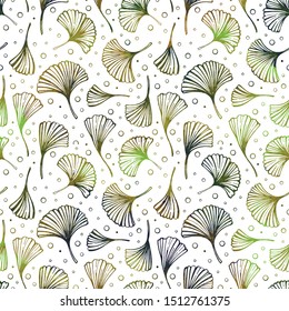 Ginkgo leaves vector seamless pattern.