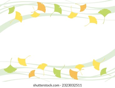 Ginkgo leaves and wavy lines, vector illustration