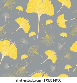 ginkgo pattern pantone colours 2021 yellow and grey