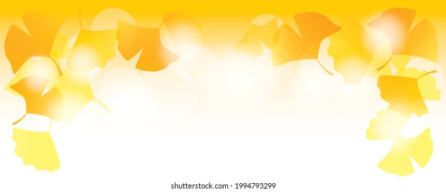 Ginkgo shining horizontal background illustration material