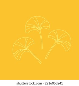 Ginkgo symbol. Cartoon flat yellow ginkgo biloba leaf isolated on white. Leaflet organic icon. Cosmetics and medical plant icon. 