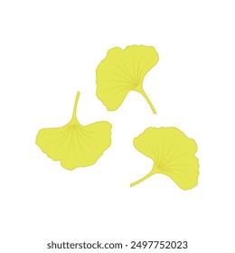 Ginkgo symbol. Cartoon flat yellow ginkgo biloba leaf isolated on white. Leaflet organic icon. Cosmetics and medical plant icon.