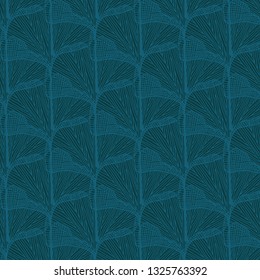 Ginkgo teal overlap vector pattern