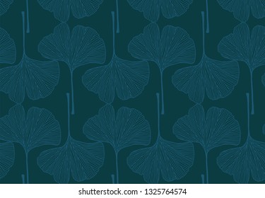 Ginkgo teal vector pattern