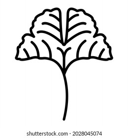 Ginkgo Vector Outline Icon Isolated On White Background
