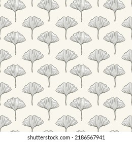 Ginko biloba Floral seamless pattern with ginkgo leaves.Vector pastel color backgraund