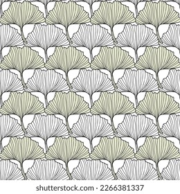 Ginko biloba Floral seamless pattern with ginkgo leaves.Ginko biloba seamless pattern with elegant leaves in green colors. Versatile trendy background design for packaging, wallpaper, postcard