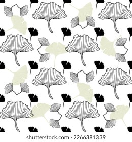 Ginko biloba Floral seamless pattern with ginkgo leaves.Ginko biloba seamless pattern with elegant leaves in green colors. Versatile trendy background design for packaging, wallpaper, postcard