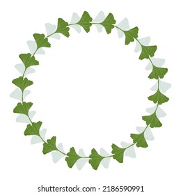 Ginko biloba frame Floral wreath with ginkgo leaves.Vector backgraund