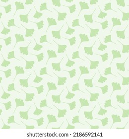 Ginko biloba spring green color pattern. Floral seamless pattern with ginkgo leaves.Vector backgraund