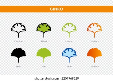 ginko icon in different style. ginko vector icons designed in outline, solid, colored, filled, gradient, and flat style. Symbol, logo illustration. Vector illustration