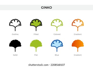 ginko icon in different style. ginko vector icons designed in outline, solid, colored, filled, gradient, and flat style. Symbol, logo illustration. Vector illustration