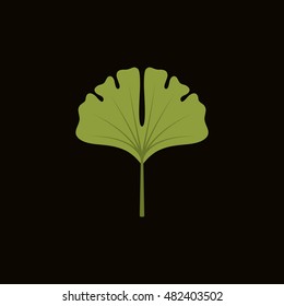 ginko leaf icon in flat style