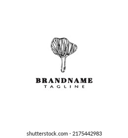 ginko leaf logo cartoon icon design template black modern isolated vector illustration