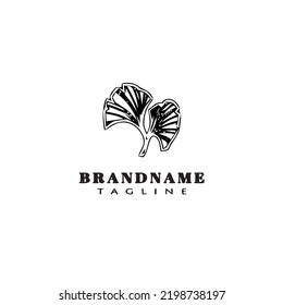 ginko leaf logo icon design template black modern isolated vector illustration