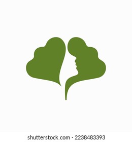 ginko leaf woman face negative space logo symbol