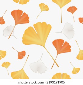 Ginko Leaves Seamless Pattern Background on a White or Web and App, Graphic Design. Vector illustration of Print