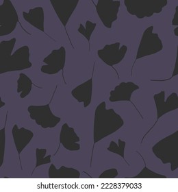 Ginko tree vector seamless pattern - purple mode