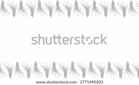 Ginseng Background. Handdrawn Root Illustration. Herbal Botanical Background. for Packaging Textile Design