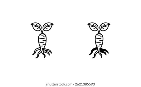 Diseño de icono de ginseng con fondo blanco