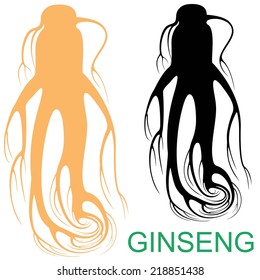 Ginseng icon. Isolated ginseng root on white background