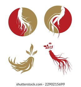 Ginseng logo design template and symbol icon vector illustration