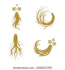 Ginseng logo design template and symbol icon vector illustration