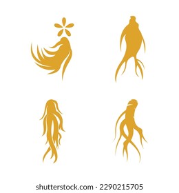 Ginseng logo design template and symbol icon vector illustration