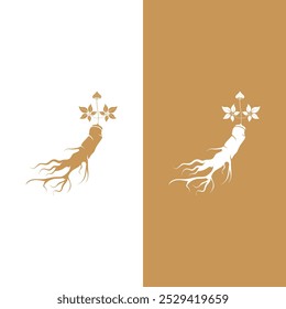 Plantilla de diseño de logotipo de ginseng y Ilustración vectorial de icono de símbolo