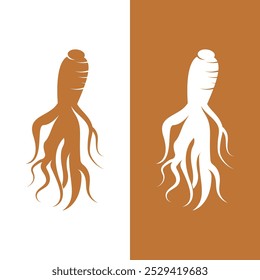 Plantilla de diseño de logotipo de ginseng y Ilustración vectorial de icono de símbolo