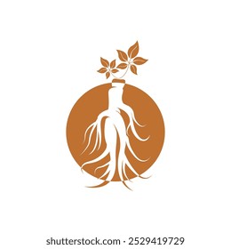Plantilla de diseño de logotipo de ginseng y Ilustración vectorial de icono de símbolo