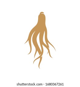 
Ginseng Logo Design Vektorillustration Vorlage. Ginseng-Wurzel auf weißem Hintergrund