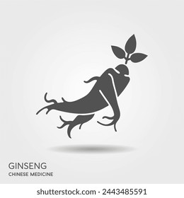 Ginseng logo design vector template. Ginseng root with shadow. Vector Illustration