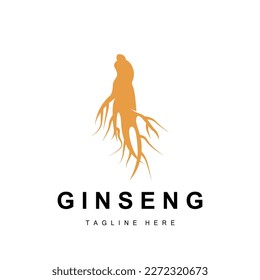 Logo de Ginseng, vector vegetal de hierbas, Medicina herbaria natural, Icono de bebida herbal de Ginseng