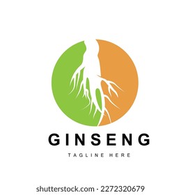 Logo de Ginseng, vector vegetal de hierbas, Medicina herbaria natural, Icono de bebida herbal de Ginseng