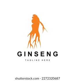 Logo de Ginseng, vector vegetal de hierbas, Medicina herbaria natural, Icono de bebida herbal de Ginseng