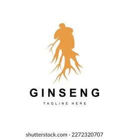 Logo de Ginseng, vector vegetal de hierbas, Medicina herbaria natural, Icono de bebida herbal de Ginseng