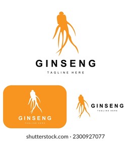 Logo de Ginseng, vector vegetal de hierbas, Medicina herbaria natural, Icono de bebida herbal de Ginseng