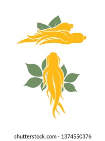 Ginseng logo. Isolated ginseng on white background