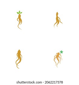 Plantilla vectorial de conjunto de logotipos Ginseng
