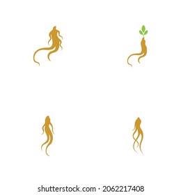 Plantilla vectorial de conjunto de logotipos Ginseng