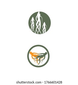 Naturaleza del símbolo del vector de la plantilla de logotipo de Ginseng