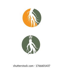 Naturaleza del símbolo del vector de la plantilla de logotipo de Ginseng