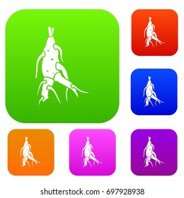 Ginseng panax root set icon in different colors isolated vector illustration. Premium collection