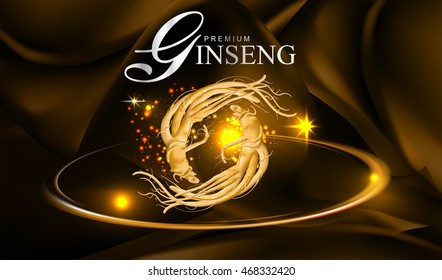 Ginseng Premium on Red Background Vector.