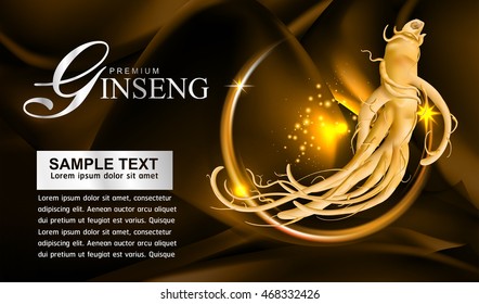 Ginseng Premium on Red Background Vector.