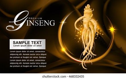 Ginseng Premium on Red Background Vector.