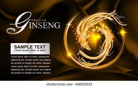 Ginseng Premium on Red Background Vector.