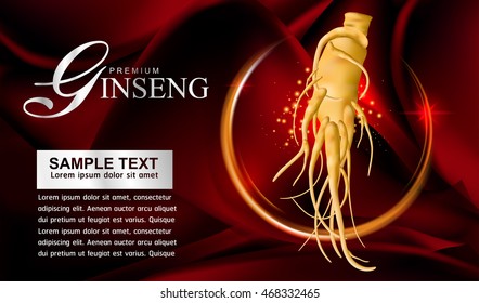 Ginseng Premium on Red Background Vector.